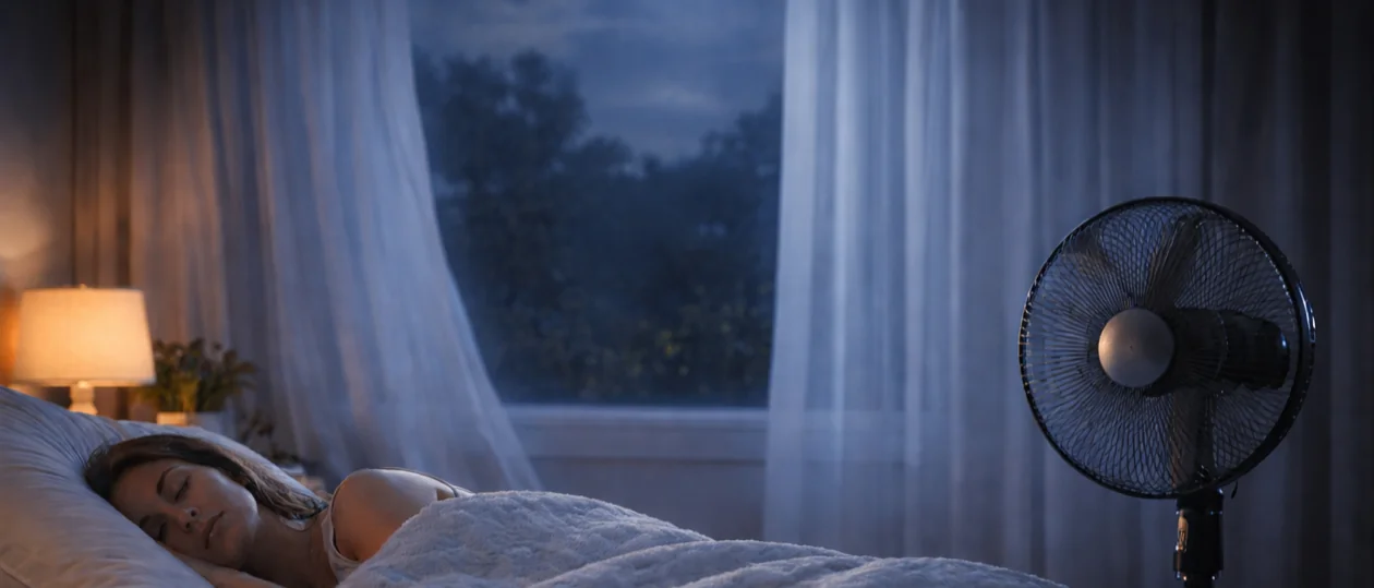 Dormitorio tranquilo por la noche con iluminacion suave y ambiente de descanso